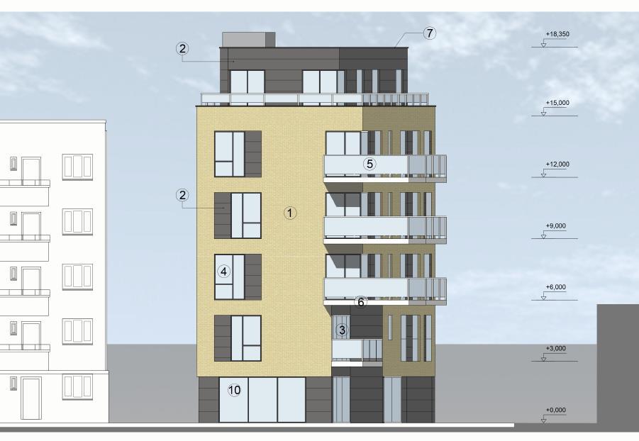 2016 West Elevation showing the amended proposal as
