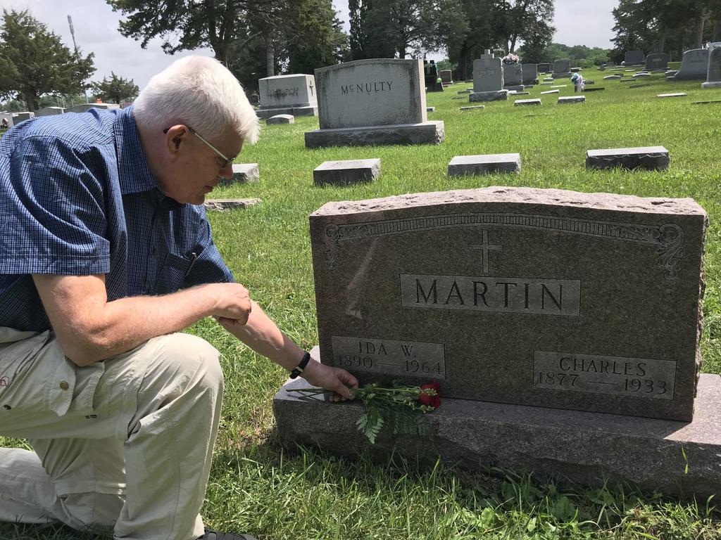 Karlsson of Sweden, visits the final resting place of his long, lost aunt, Ida Welin Martin in Fort Dodge, Iowa.