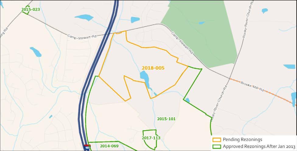 2015-101 Rezoned 371 acres to MX-1 INNOV (mixed use, innovative) and NS (neighborhood services), with five-year vested rights to allow retail, general medical office, EDEE, personal service,