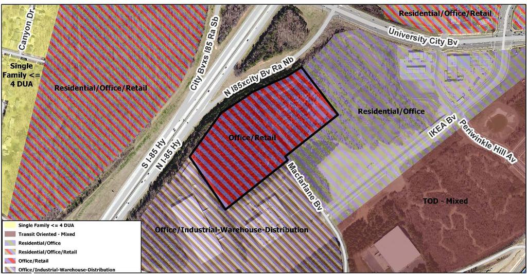 Petition 2018-123 (Page 5 of 6) Pre-Hearing Staff Analysis 2017-079 Rezoned 14 acres located at the northeast intersection of North Tryon Street and Sandy Avenue to TOD-M(CD) to allow all uses in the