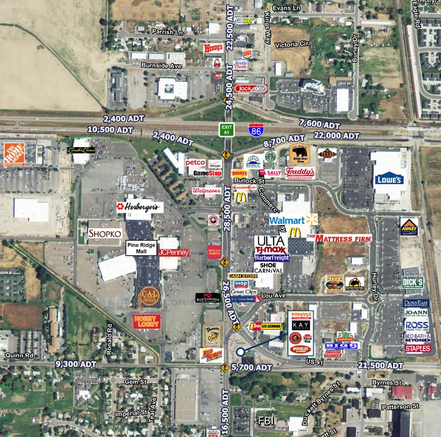 Aerial / Location Map SITE Average Daily Traffic (ADT) courtesy of Idaho Department of Transportation.