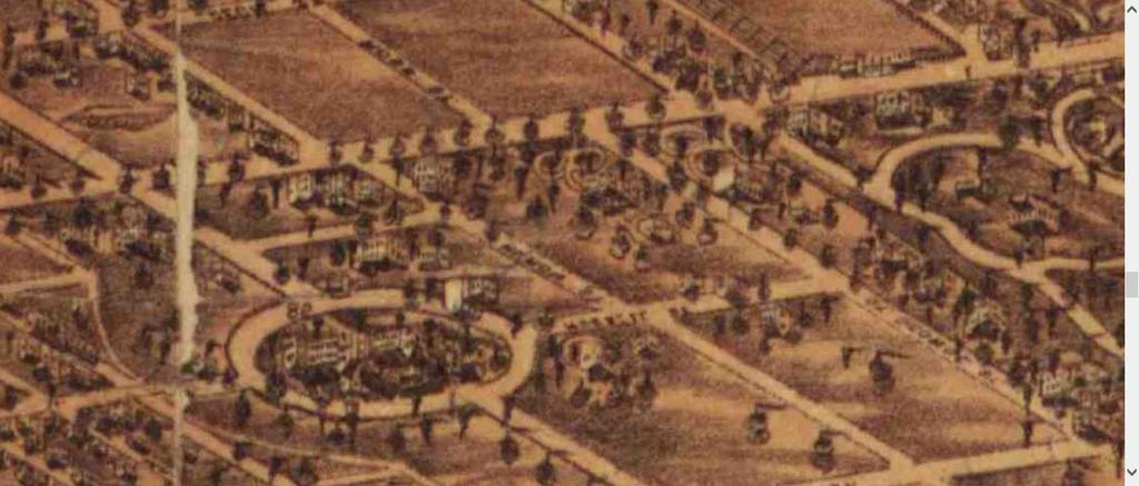 Bird's Eye View of Toronto, 1876: showing the future location of the John Davison Buildings on the southeast corner of