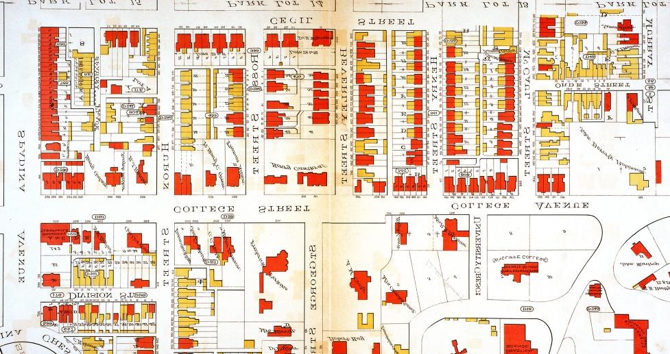 5. Goad's Atlas, 1884: showing the south side of College Street between Huron and Ross Streets subdivided under Plan D286