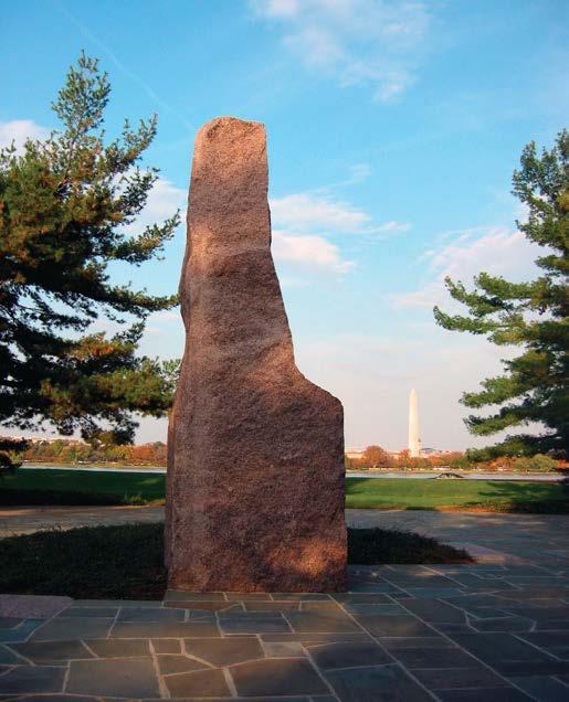 personality of a dynamic man. The monolith, sculpted by Harold Vogel, stands 19 feet high and weighs 43 tons.