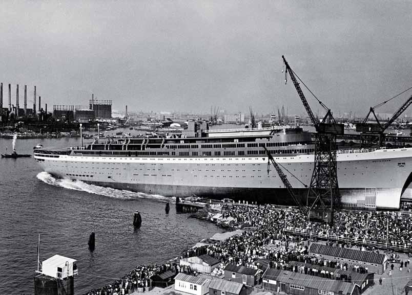 Launch of the ocean liner Rotterdam of the Holland-