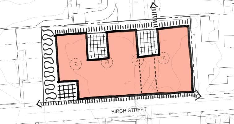 Birch Street Diagram A B OPTION A BUILDING USES +/-