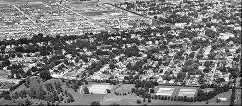 Photographs Page 67 1940 Aerial photograph showing Pioneer Park and McKinley School (on right) and tree planting efforts within the North Elevation Subdivision.