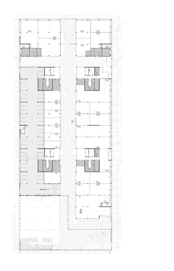 THE OFFICES HYPOTHETICAL FLOOR PLAN, LEVEL 2-4 NORTH BLDG // ± 53,000 RSF (TYPICAL FLOOR SIZE) 136 SF/PERSON = 389 OCCUPANTS 157,400 SF OF OFFICE SF MADE (150 HOOPER) CALIFORNIA COLLEGE OF THE ARTS