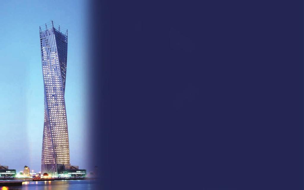 Infinity s slender elegance conceals great strength: the tower s structural system is a high strength, reinforced concrete column superstructure that rotates with the twisting shape to create a helix.