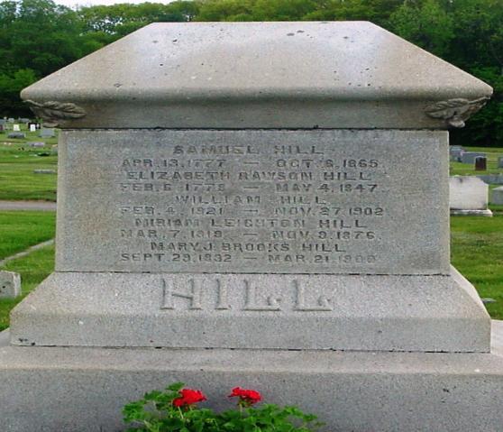 Hill, Elizabeth Rawson, Feb. 6, 1778-May 4, 1847. Hill, William, Feb.
