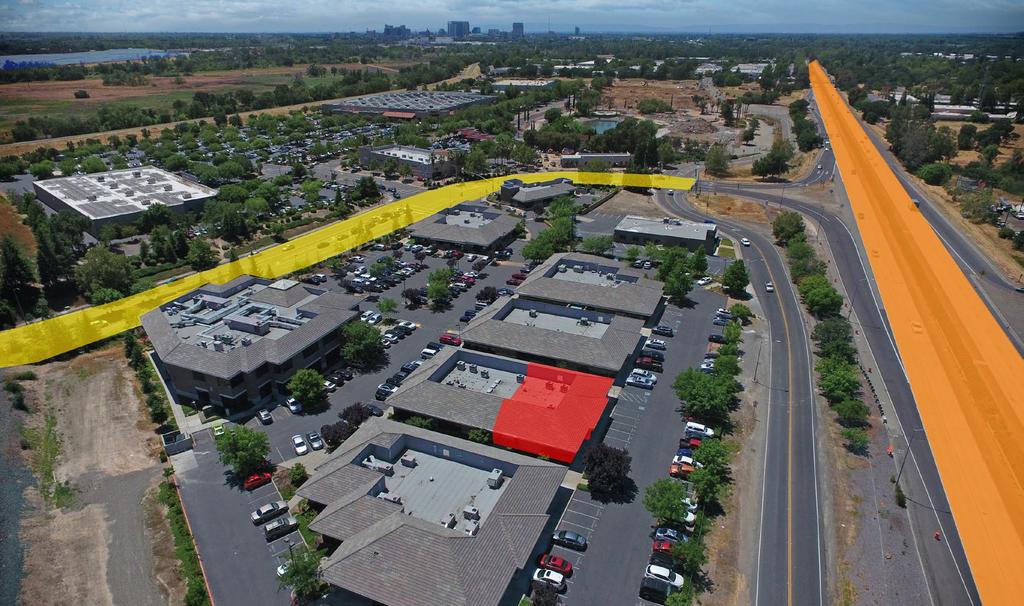 The property sits immediately to the northeast of Downtown/Midtown Sacramento, providing tenants with high quality office space, free parking, and quick access to the grid via CA-160 or