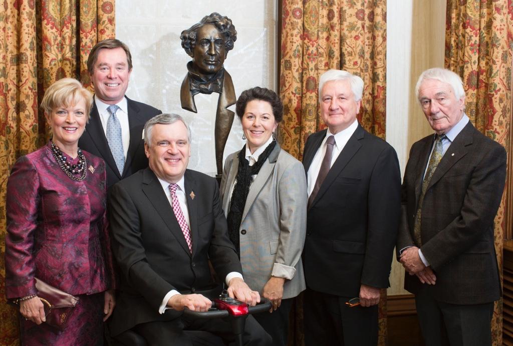 Four Unveilings of the Macdonald Bust in Celebration of Sir John A. Macdonald's 199th Birthday Unveiling # 1: January 10, 2014 Benchers Reception, Osgoode Hall, Luncheon Left to right: Her Hon. Mrs.