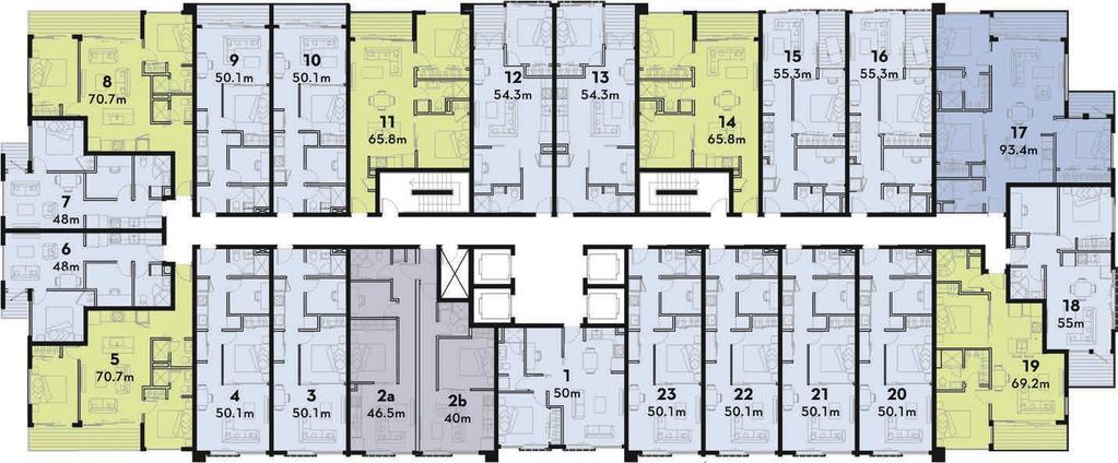 LEVELS 2-11 FLOOR PLAN N 1 BEDROOM + STUDY 2 BEDROOMS 3 BEDROOMS DUAL KEY THESE SPACIOUS, ARCHITECTURALLY DESIGNED APARTMENTS HAVE BEEN CAREFULLY CONSIDERED AND FLOW TOGETHER TO MAXIMISE SPACE, LIGHT