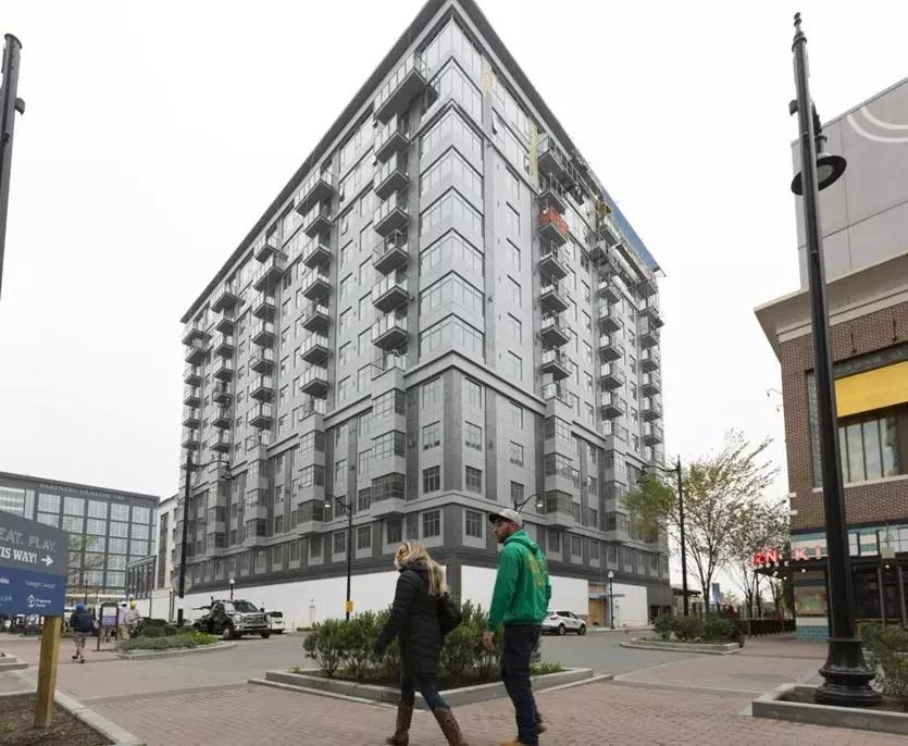 North In Somerville, a city is assembled within a city The 13-story Alloy is the first condo building in Assembly Row. Some units are priced over $1 million.