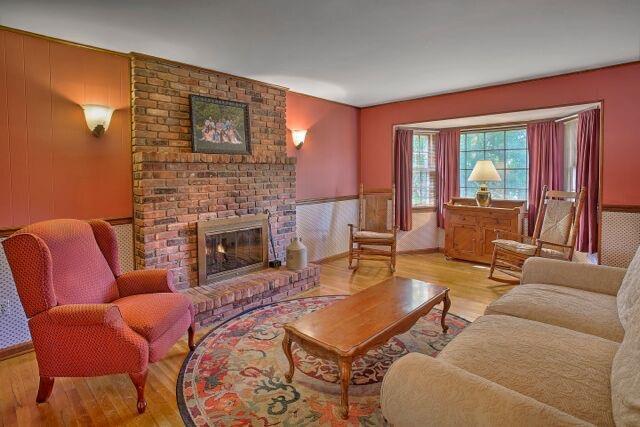 Family Room 19 X 12: Enjoy watching TV and relaxing by a glowing fire in the floor to ceiling brick fireplace with built-in mantle.