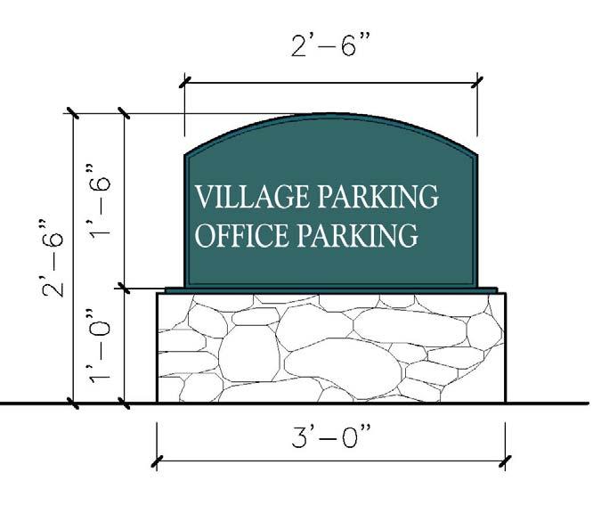 Pender Directional Signs (Secondary): The secondary directional signs direct smaller traffic patterns such as parking areas or movement through the drive-through bank teller.