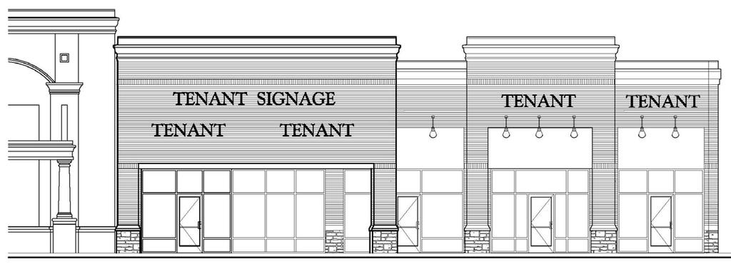 BLDG B-1 Extended facade Building B1 Retail Tenant Signs: BLDG B-2 The positioning of building B-1 in relationship to B-2 limits visibility of the side tenant s signage so there is a signage feature
