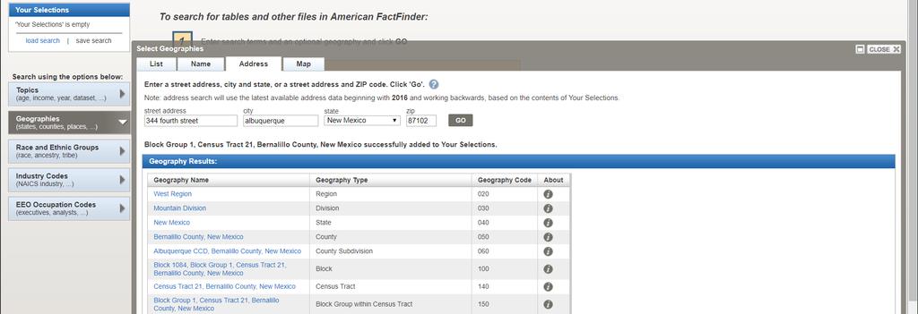 Accessing Fact Finder Find the Census Tract in the second