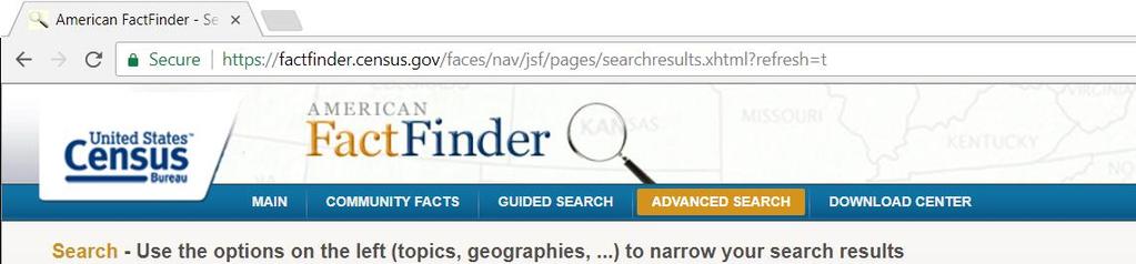 Census Reports: Accessing Fact Finder https://factfinder.