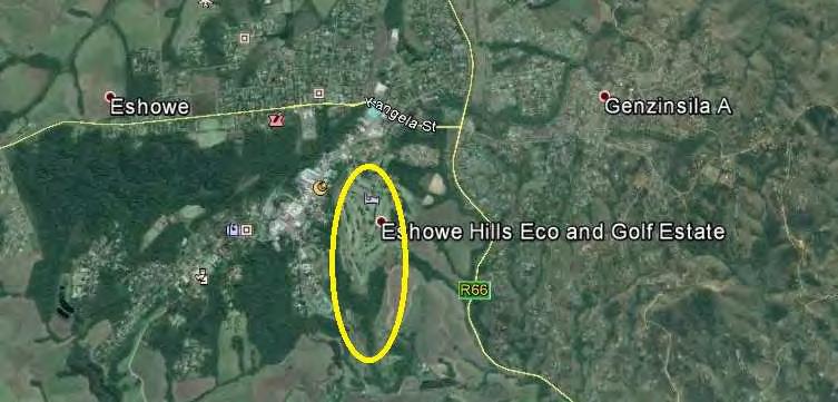 PROPERTY LOCATION Situated on the rolling hills just outside Eshowe, with magnificent views down to the coast, and within easy reach of the new King Shaka Airport, Eshowe Hills Eco and Golf Estate