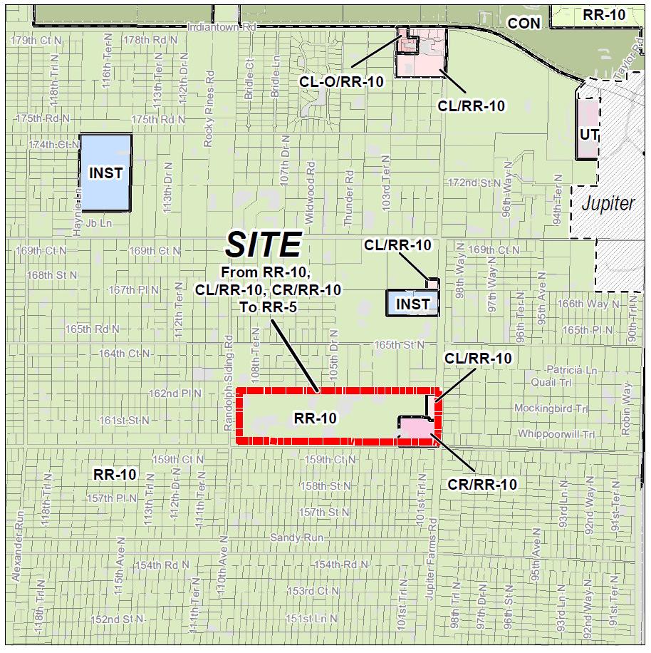 Exhibit 1 Amendment No: Burt Reynolds Ranch (LGA 2014-003) FLUA Page No: 13 Amendment: Location: Size: From Rural Residential, 1 unit per 10 acres (RR-10) on 133.