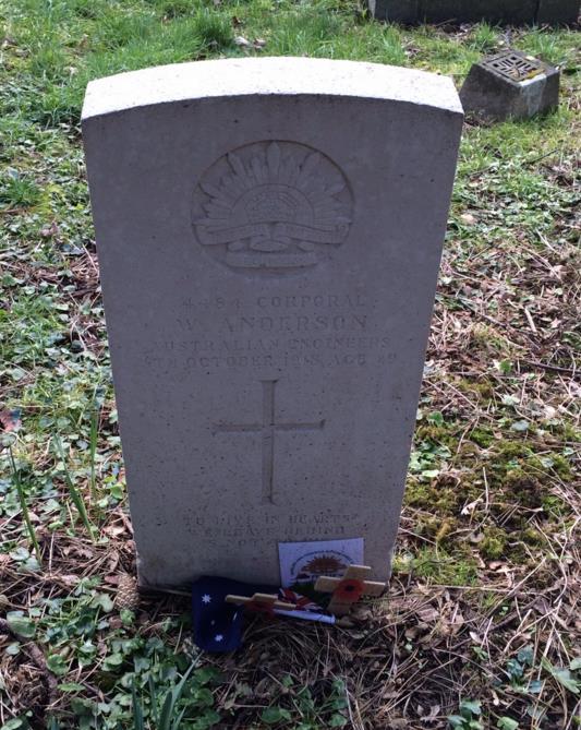Photo of Corporal W. Anderson s Headstone at Barford St.