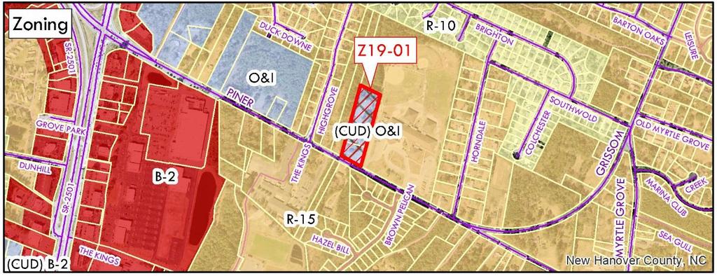 STAFF REPORT FOR Z19-01 CONDITIONAL ZONING DISTRICT APPLICATION APPLICATION SUMMARY Case Number: Z19-01 Request: To rezone the southern 2 acres of the subject property along Piner Road to (CZD) B-1
