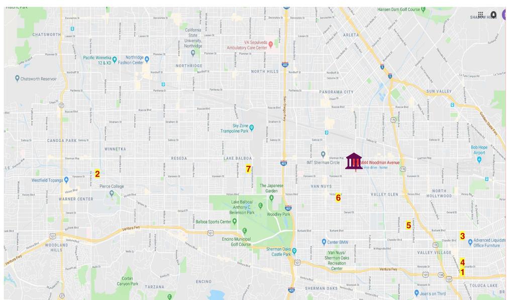 COMPARABLE SALES MAP 1. 11312 Huston St., North Hollywood CA 91601 2. 6816 Independence Ave., Canoga Park CA 91303 3. 313464 Victory Blvd., Van Nuys CA 91401 4. 11281 Huston St.