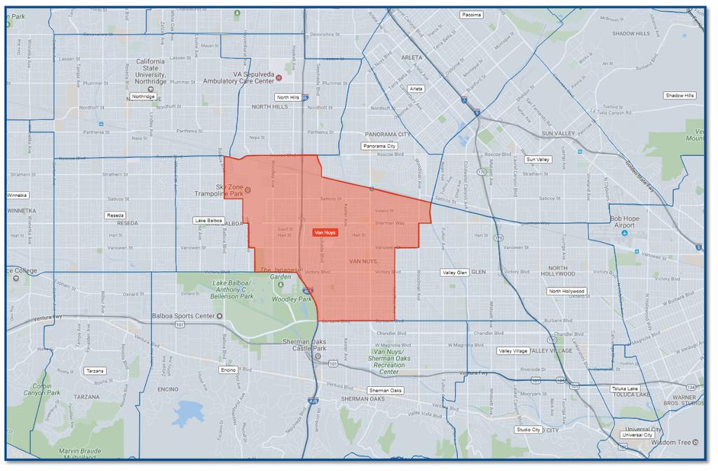 DEMOGRAPHICS OVERVIEW Van Nuys is a neighborhood in the central San Fernando region of the City of Los Angeles in California.