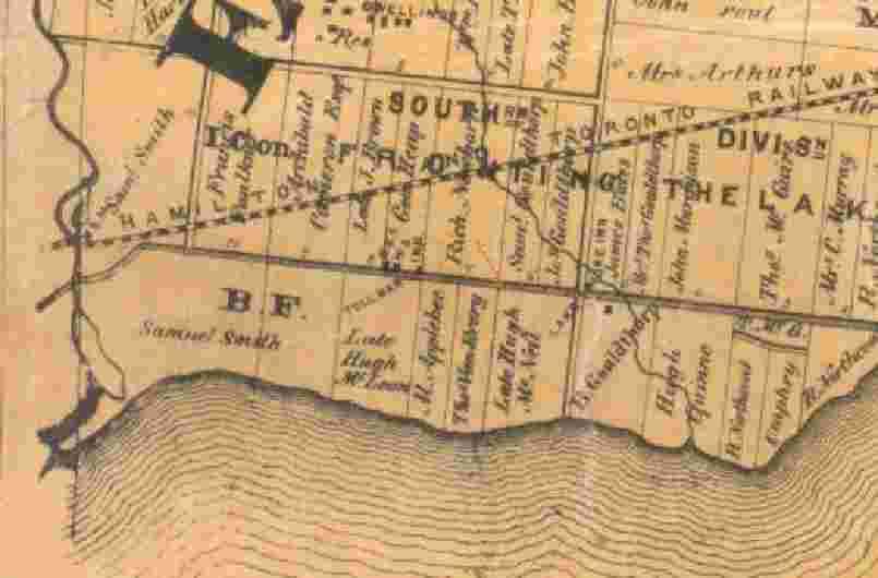 1860 Map of Etobicoke see red