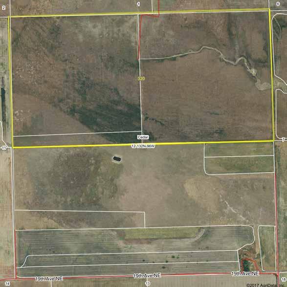 Parcel 5 Acres: 320 +/- FSA Cropland Acres: 314.47 +/- Legal: N½ 12-132-96 Taxes (2017): $882.25 Parcel Note: A very nice low lying, flat half section of productive hay land/cropland.