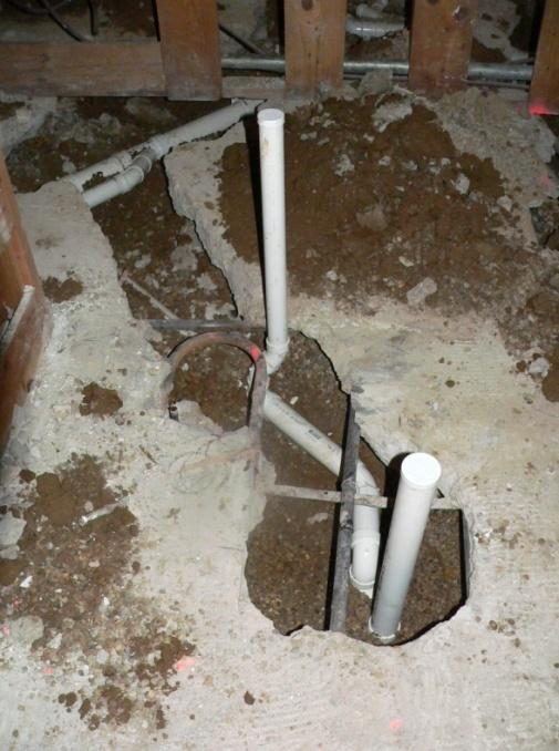 All new underground plumbing was