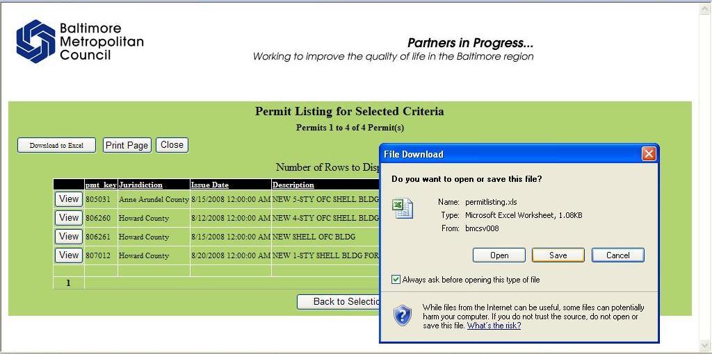 Online Building Permit Data System User s Guide Exhibit 6 As soon as the download is complete, you will