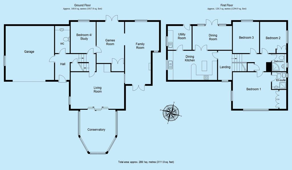 33m (10 11 ) Conservatory 5.14m (16 10 ) x 4.31m (14 2 ) Bedroom 1 5.47m (17 11 ) x 4.41m (14 6 ) En-suite 2.51m (8 3 ) x 2.03m (6 8 ) Bedroom 2 3.87m (12 8 ) x 3.19m (10 6 ) Bedroom 3 3.