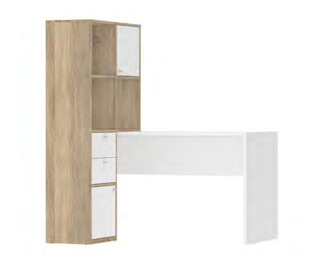 MODERN AND MODULAR With a two-tone finish combination of clean white and faux oak, the Function