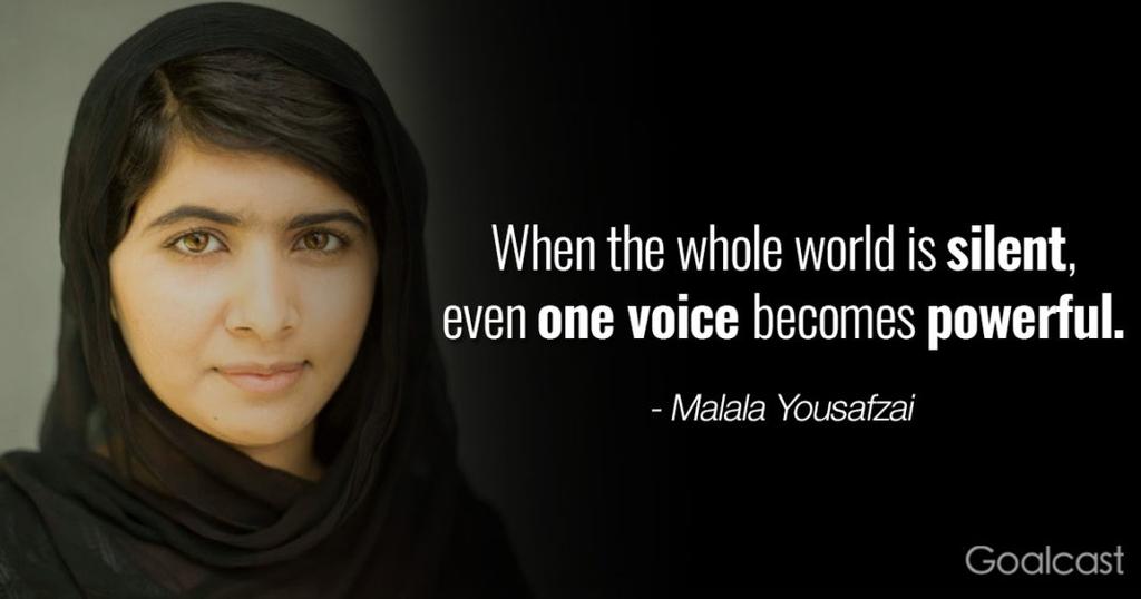 Malala Yousafzai (1997 - ) Pakistani schoolgirl who defied threats of the Taliban to campaign for the right to education.