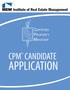 CERTIFIED PROPERTY MANAGER CPM CANDIDATE APPLICATION