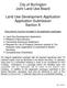 City of Burlington Joint Land Use Board. Land Use Development Application Application Submission Section A