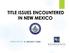 TITLE ISSUES ENCOUNTERED IN NEW MEXICO PRESENTED BY: D. BRADLEY GIBBS
