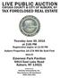 LIVE PUBLIC AUCTION CAYUGA COUNTY & CITY OF AUBURN, NY TAX FORECLOSED REAL ESTATE. Thursday June 30, 2016 at 2:00 PM. Registration begins at 12:30 PM