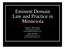 Eminent Domain Law and Practice in Minnesota