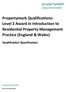 Propertymark Qualifications: Level 2 Award in Introduction to Residential Property Management Practice (England & Wales) Qualification Specification