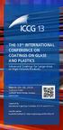 THE 13 TH INTERNATIONAL CONFERENCE ON COATINGS ON GLASS AND PLASTICS