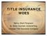 TITLE INSURANCE WOES. Nancy Short Ferguson Sr. State Counsel, Underwriting Chicago Title Insurance Company